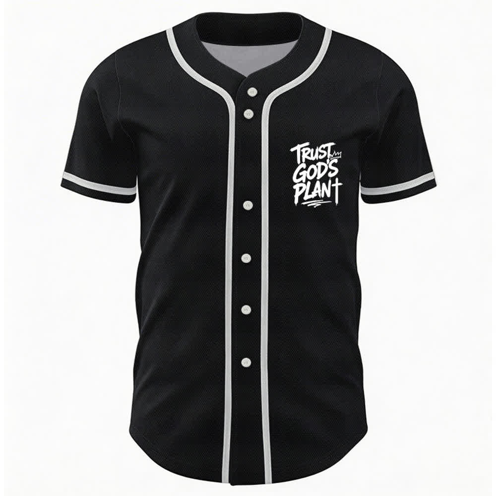 Christianartworkshop Trust God's Plan Mesh Button Up Baseball Jersey - image 2