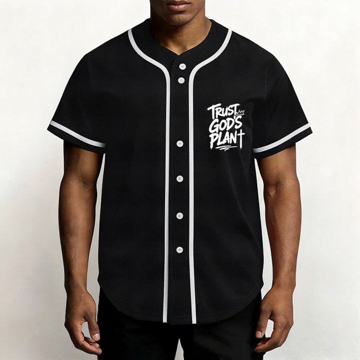 Christianartworkshop Trust God's Plan Mesh Button Up Baseball Jersey - image 6