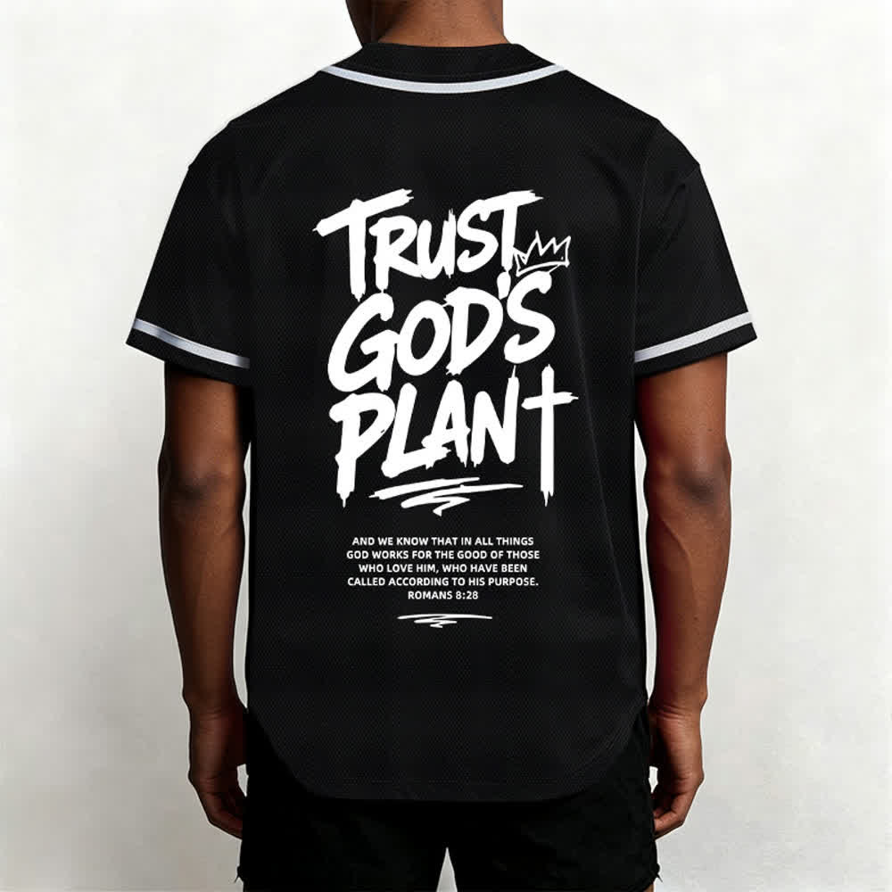 Christianartworkshop Trust God's Plan Mesh Button Up Baseball Jersey - image 5