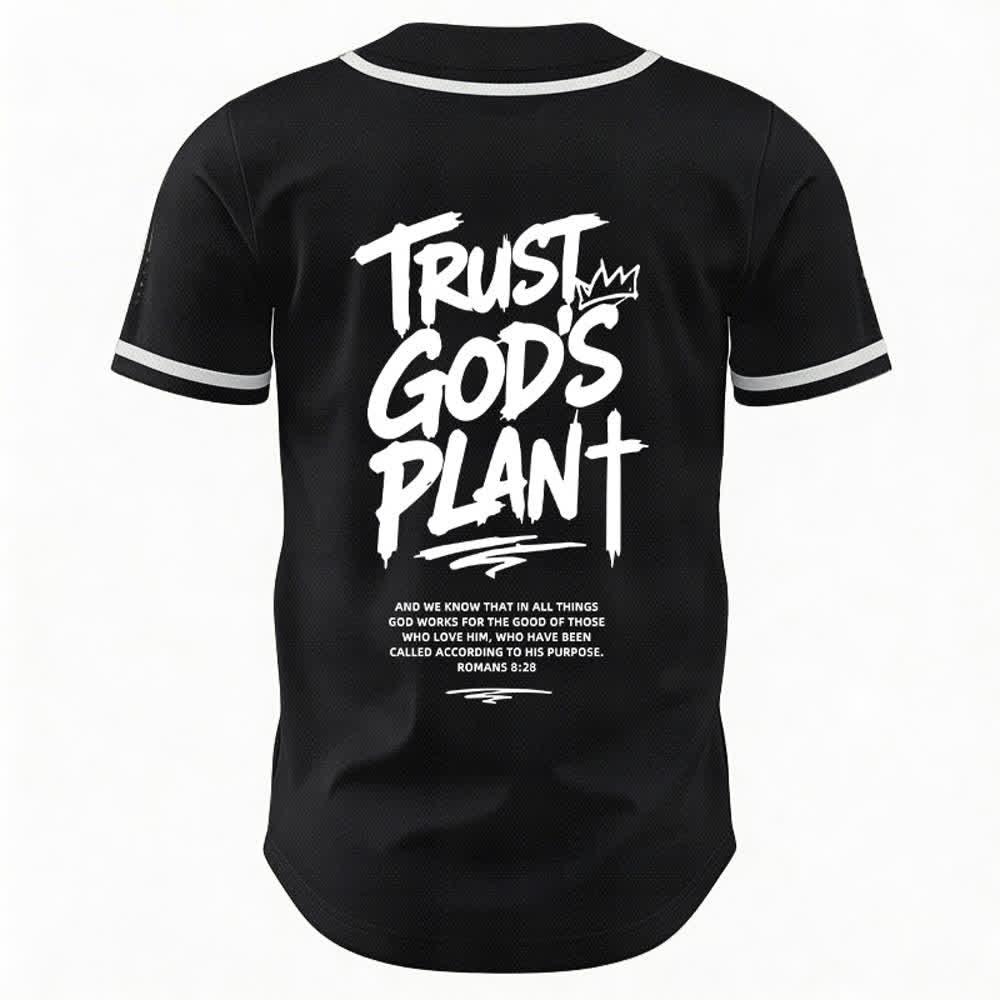 Christianartworkshop Trust God's Plan Button Up Baseball Jersey - image 1