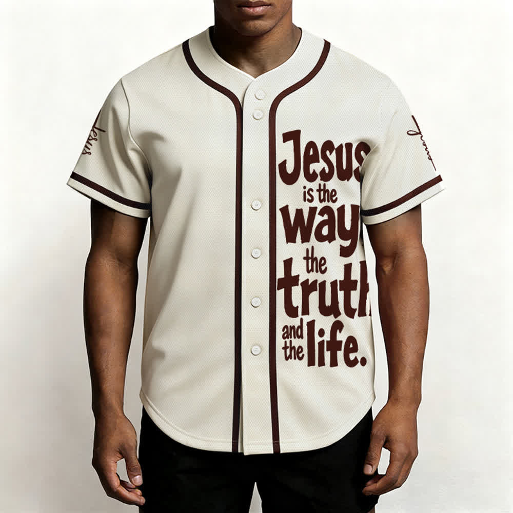 Christianartworkshop Jesus Is The Way Mesh Baseball Jersey - image 6