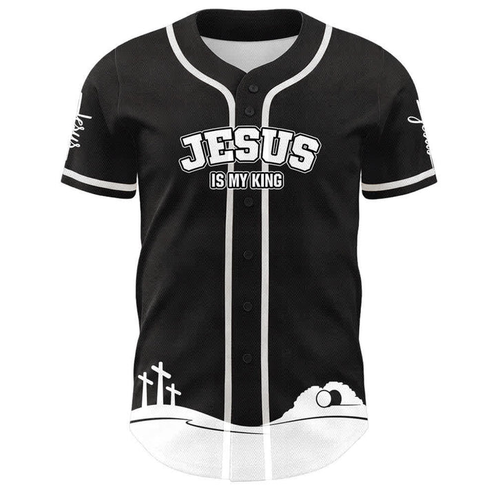 Christianartworkshop Jesus Is My King Personalized Mesh Baseball Jersey - image 5