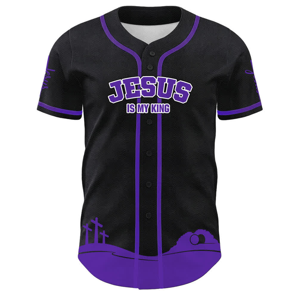 Christianartworkshop Jesus Is My King Personalized Mesh Baseball Jersey - image 8
