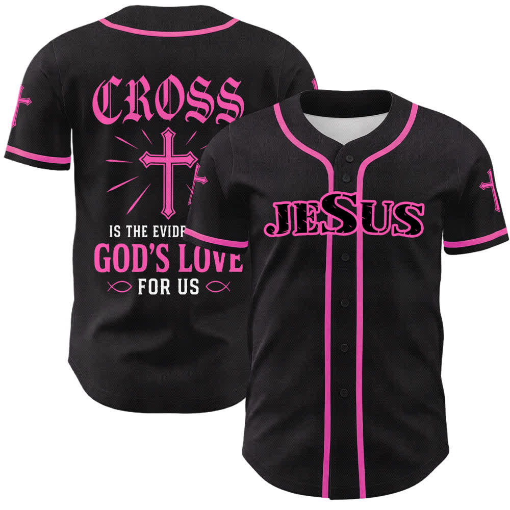 Christianartworkshop Jesus Cross Black Gold Button Up Baseball Jersey - Pink - 5XL - image 9