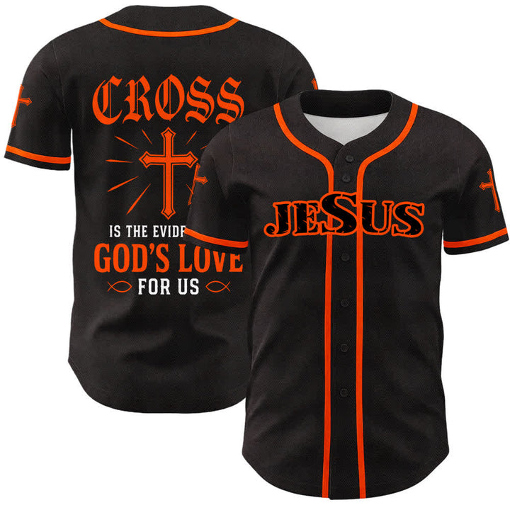 Christianartworkshop Jesus Cross Black Gold Button Up Baseball Jersey - Orange - 5XL - image 21