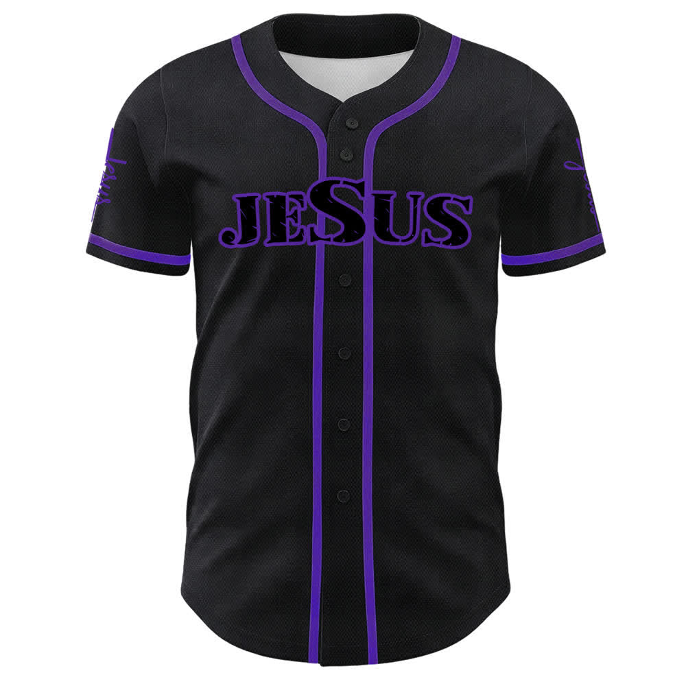 Christianartworkshop Jesus Black Red Button Up Baseball Jersey - image 11