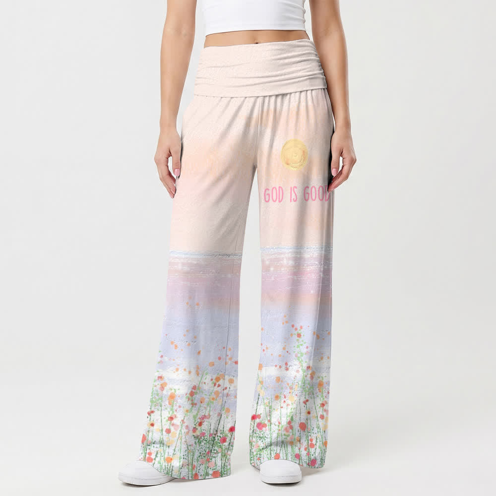 Christianartworkshop God Is Good Floral Ombre Lounge Women's Wide Leg Pants - image 1