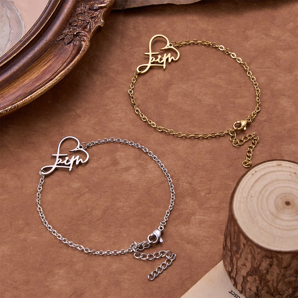 Christianartworkshop Open‑Cut Heart Faith Script Pendant Necklace: Emblem of Enduring Heavenly Hope - image 1