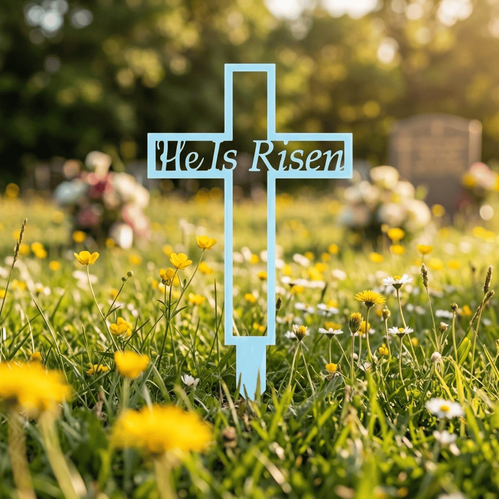 Christianartworkshop Laser Cut Metal Cross Garden Stake With Hollow Heart: Emblem of Eternal Heavenly Remembrance - image 2