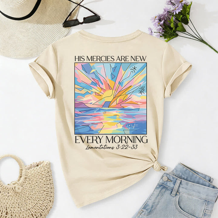 Christianartworkshop Grace Cross Rolled Sleeve Knot Hem Women's V Neck Tee - image 31