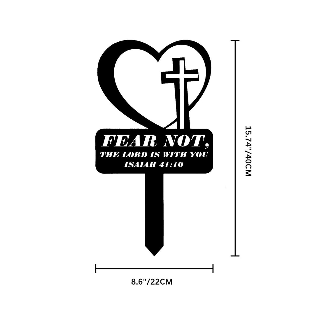 Christianartworkshop Laser Cut Heart Cross Metal Garden Stake With Scripture Verse: Emblem of Comforting Heavenly Courage - 13.24''*8.66''*0.04''/40*22*0.1cm - image 7