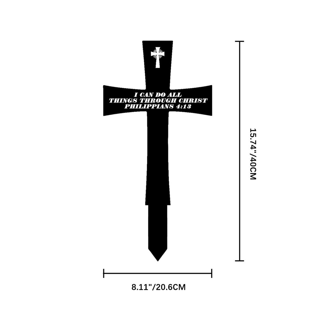 Christianartworkshop Traditional Cross Shape Metal Yard Stake With Uplifting Bible Quote: Token of Steadfast Divine Fortitude - 13.24''*10.08''*0.04''/40*25.6*0.1cm - image 7