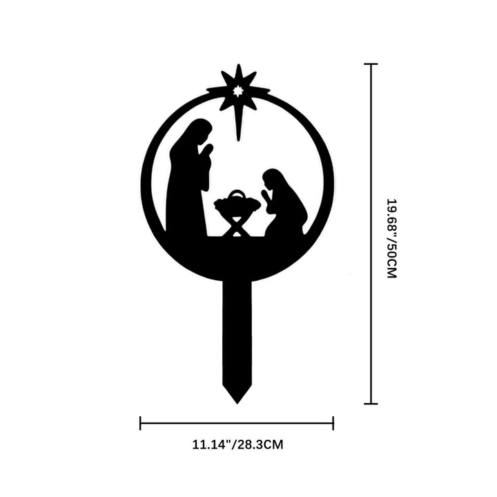 Christianartworkshop Round Silhouette Holy Family Yard Metal Stake: Token of Warm Sacred Nightly Grace for Yard - Nativity(O) - 19.69''*11.14''*0.06''/50*28.3*0.15cm - image 23