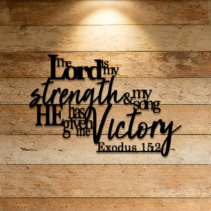 Christianartworkshop Bold Mixed Font Exodus Scripture Metal Wall Decoration: Emblem of Mighty Heavenly Strength & Triumph - image 0