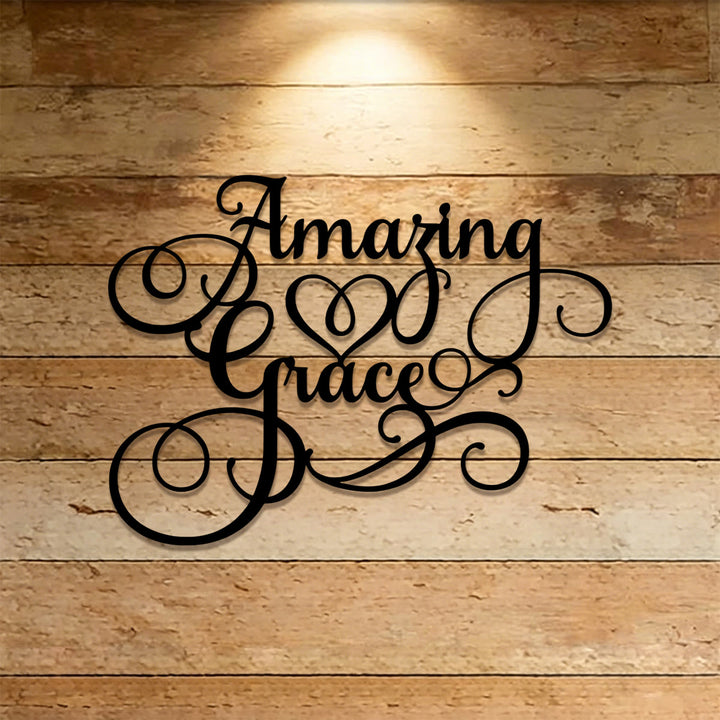 Christianartworkshop Ornate Flourish Amazing Grace Heart Metal Wall Decoration: Emblem of Warm Heavenly Redeeming Grace - image 0