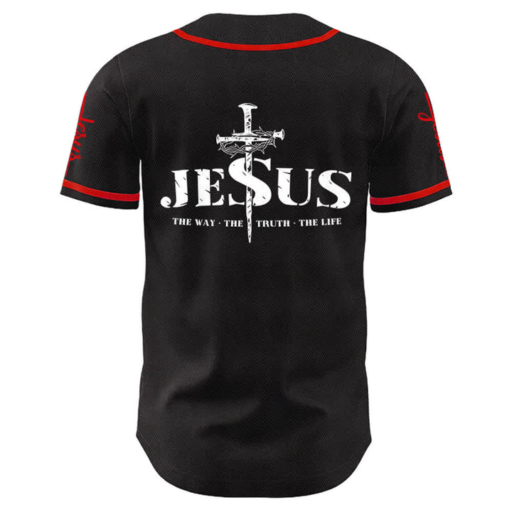 Christianartworkshop Jesus Cross Nail and Crown of Thorns Baseball Jersey - image 13