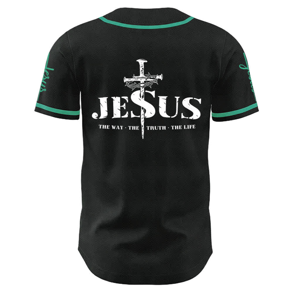 Christianartworkshop Jesus Cross Nail and Crown of Thorns Baseball Jersey - image 15