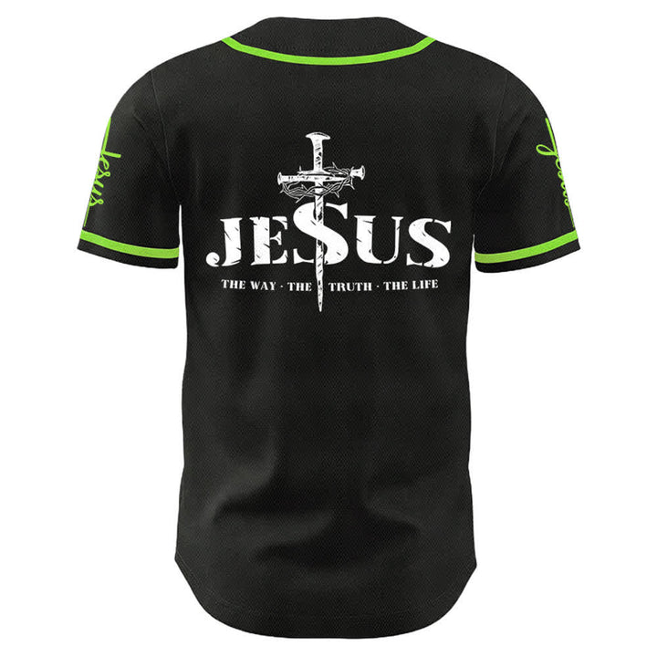 Christianartworkshop Jesus Cross Nail and Crown of Thorns Baseball Jersey - image 24
