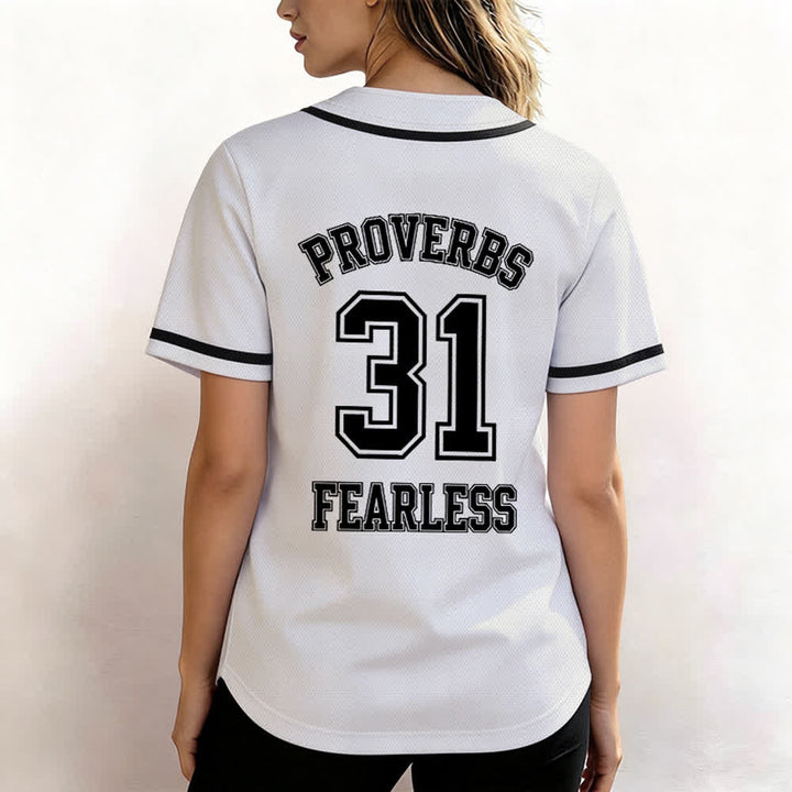 Christianartworkshop Proverbs 31 Fearless Faith Graphic Unisex Baseball Jersey - image 12