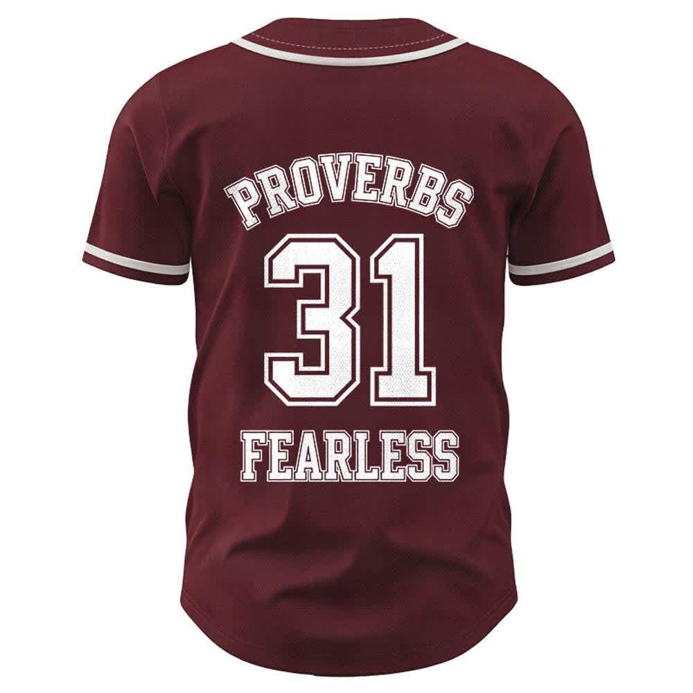 Christianartworkshop Proverbs 31 Fearless Faith Graphic Unisex Baseball Jersey - image 29