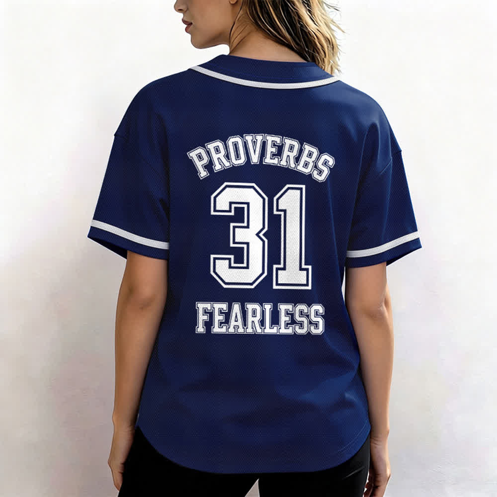 Christianartworkshop Proverbs 31 Fearless Faith Graphic Unisex Baseball Jersey - image 19