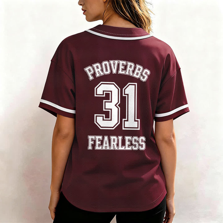 Christianartworkshop Proverbs 31 Fearless Faith Graphic Unisex Baseball Jersey - image 33