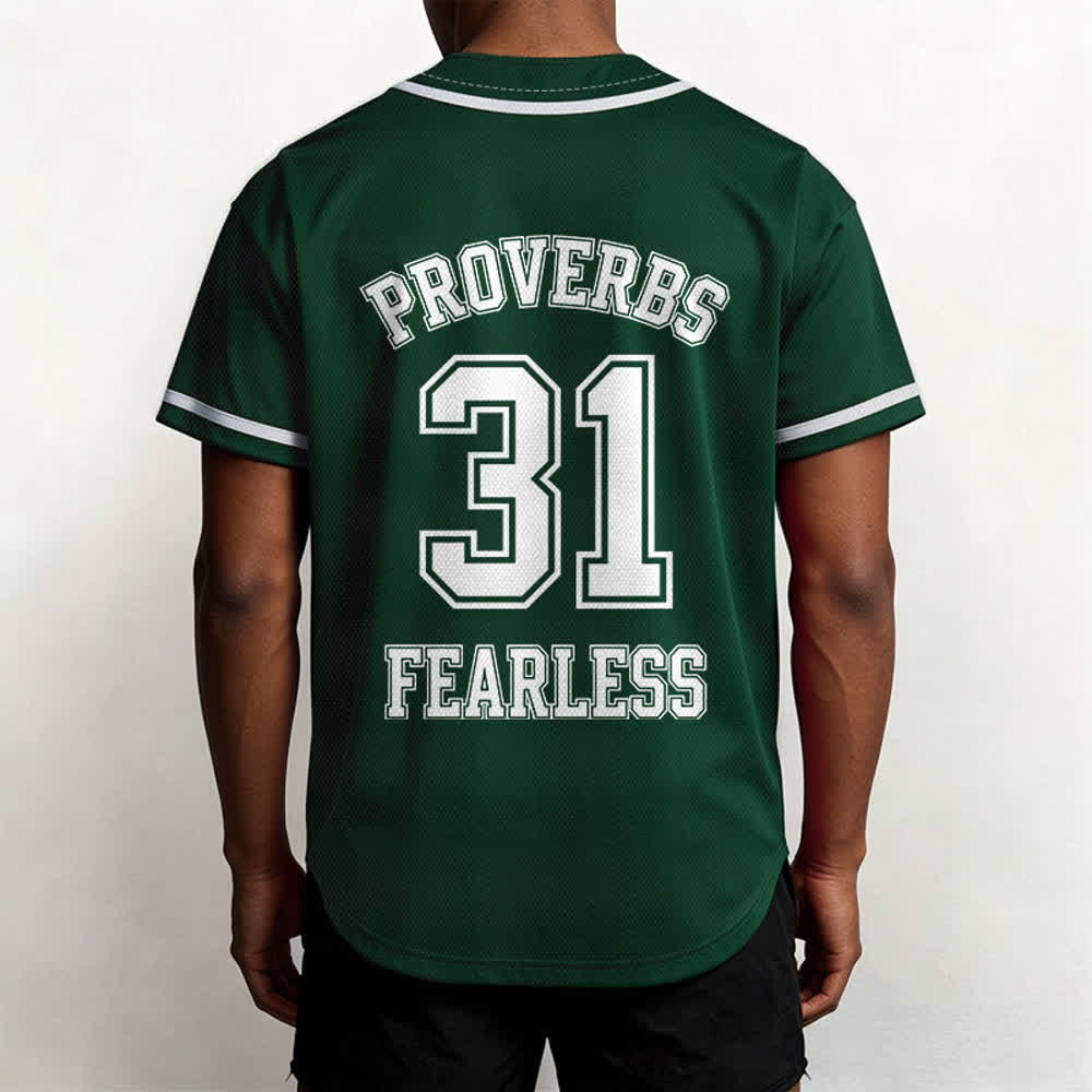 Christianartworkshop Proverbs 31 Fearless Faith Graphic Unisex Baseball Jersey - image 45