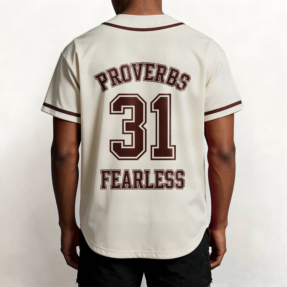 Christianartworkshop Proverbs 31 Fearless Faith Graphic Unisex Baseball Jersey - image 24