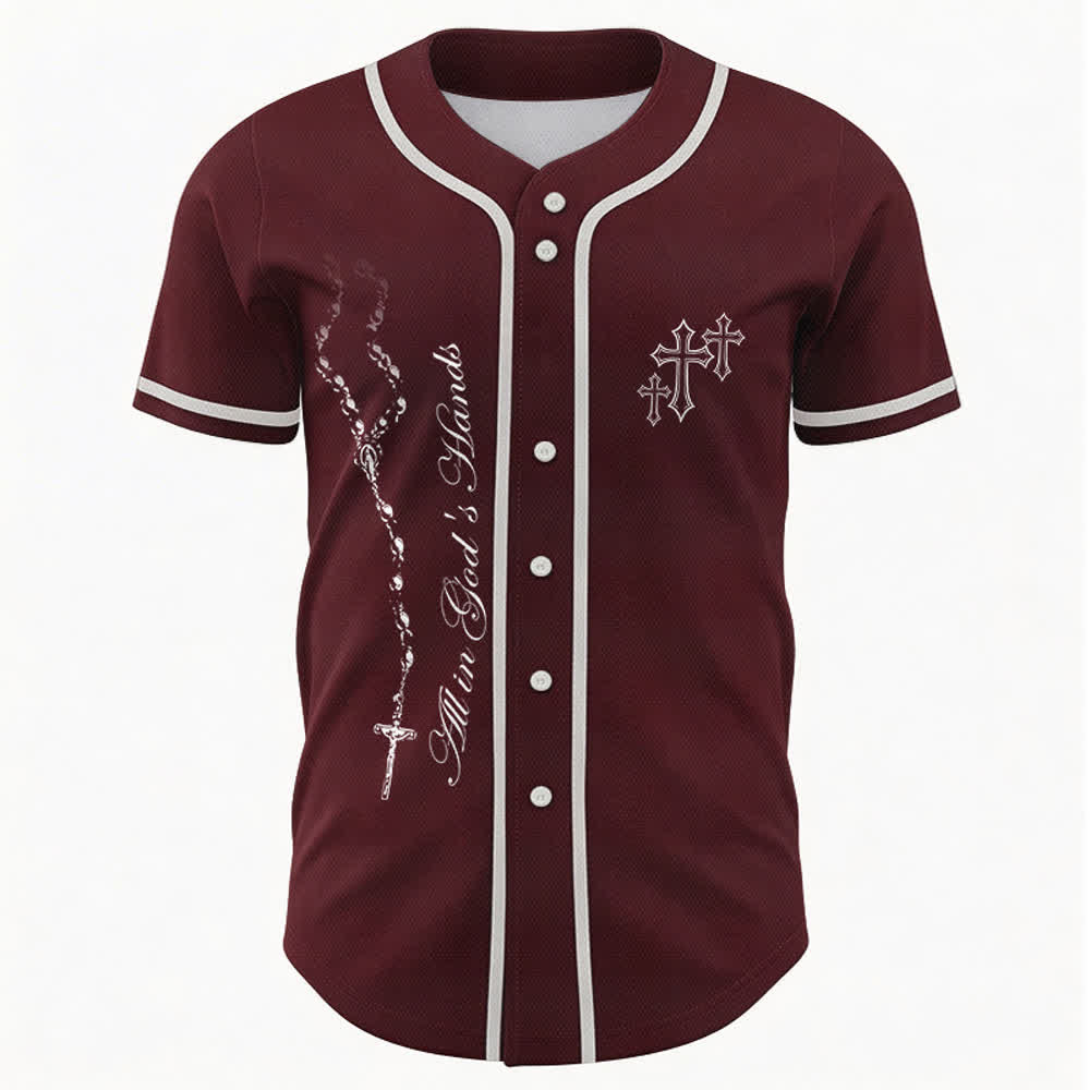 Christianartworkshop Trust Hope Strive Believe All In God's Hands Faith Motif Unisex Baseball Jersey - image 1