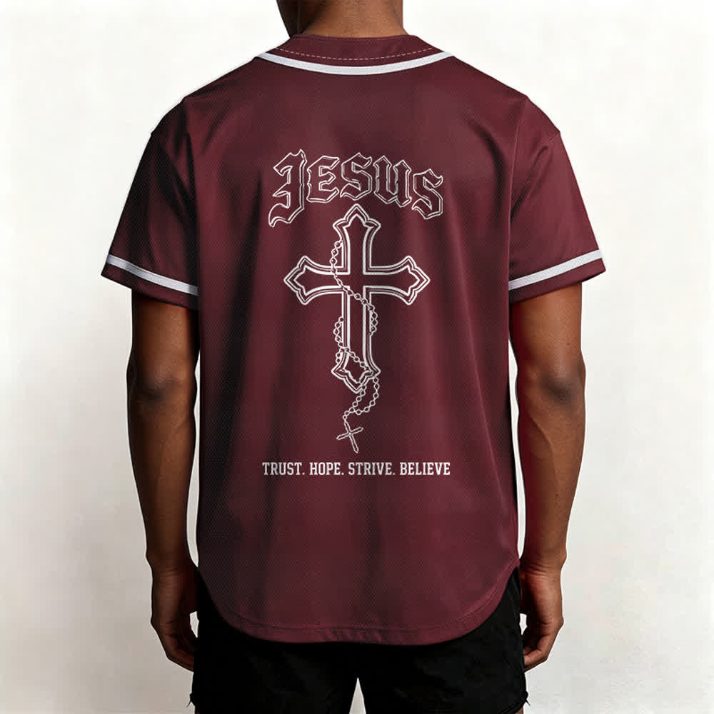 Christianartworkshop Trust Hope Strive Believe All In God's Hands Faith Motif Unisex Baseball Jersey - image 4