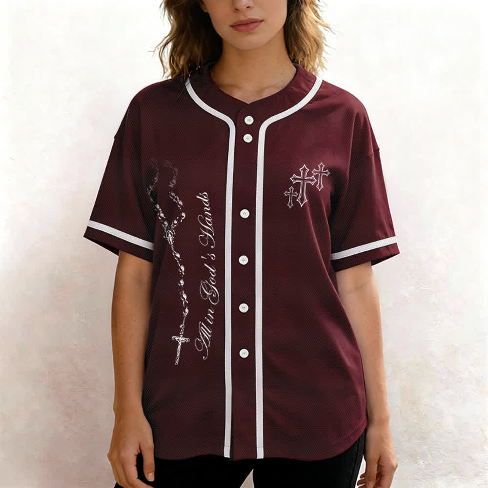Christianartworkshop Trust Hope Strive Believe All In God's Hands Faith Motif Unisex Baseball Jersey - image 5