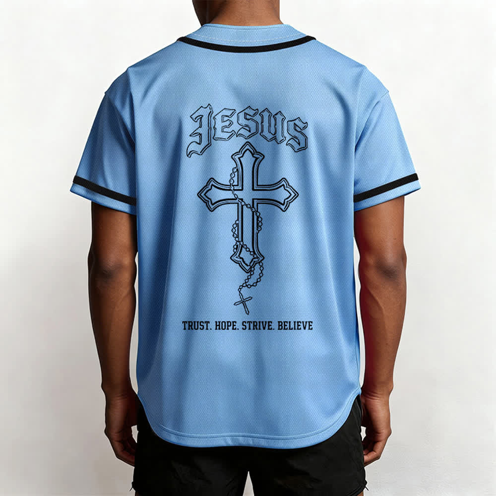 Christianartworkshop Trust Hope Strive Believe All In God's Hands Faith Motif Unisex Baseball Jersey - image 39