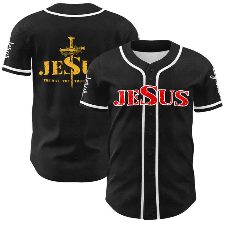 Christianartworkshop Jesus Cross Nail and Crown of Thorns Baseball Jersey - Red Jesus - White - 5XL - image 35