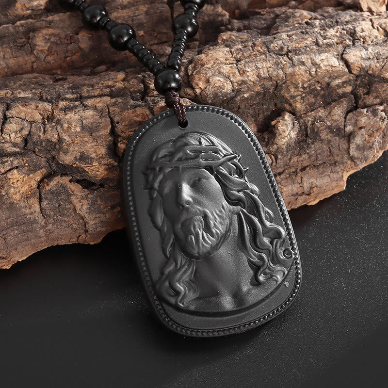 Christianartworkshop Relief‑Molded Holy Portrait Beaded Necklace: Token of Serene Divine Solace for Daily Devotion - image 2