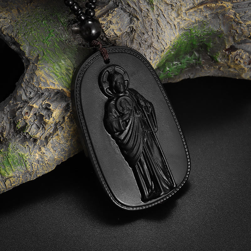 Christianartworkshop Relief‑Molded Holy Portrait Beaded Necklace: Token of Serene Divine Solace for Daily Devotion - image 8