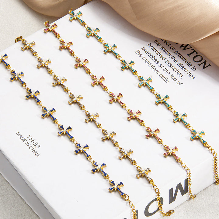 Christianartworkshop Sparkling Paved‑Stone Cross Link Bracelet: Emblem of Radiant Heavenly Blessings - image 3