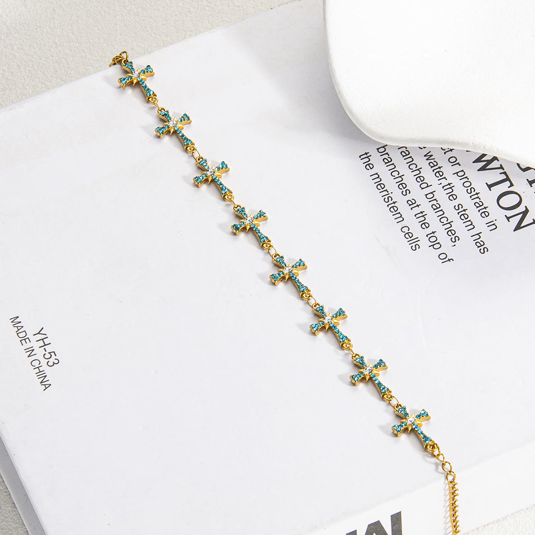 Christianartworkshop Sparkling Paved‑Stone Cross Link Bracelet: Emblem of Radiant Heavenly Blessings - image 13