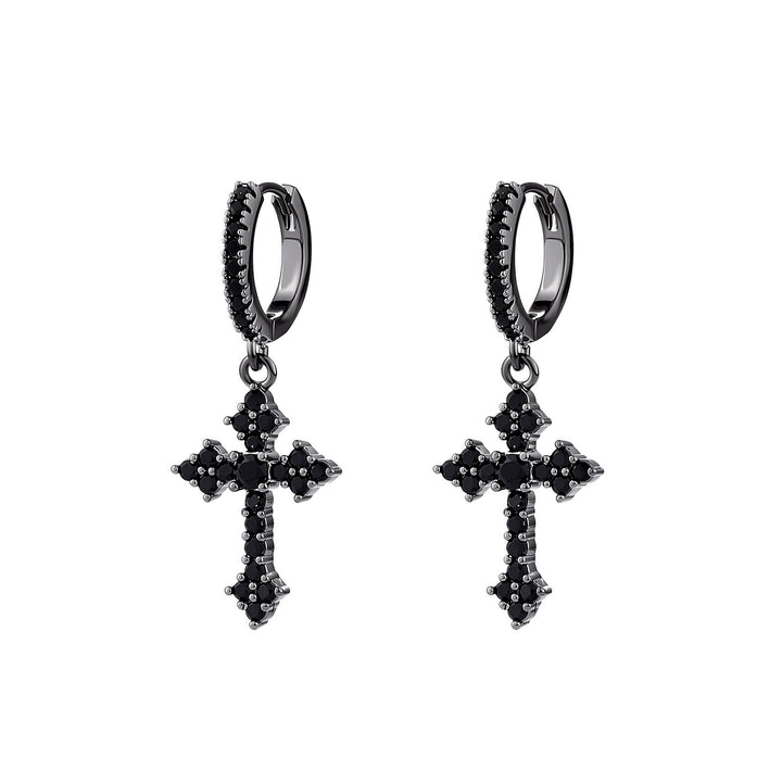 Christianartworkshop Sparkling Stone-Clustered Cross Charm Earrings: Token of Sacred Redemptive Love - Black - image 7