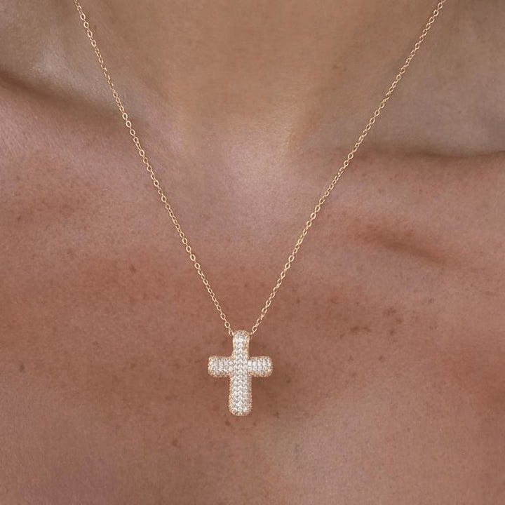 Christianartworkshop Sparkling Rounded-Tip Cross Necklace with Pavé Stones: Token of Sacred Redemptive Grace - image 3