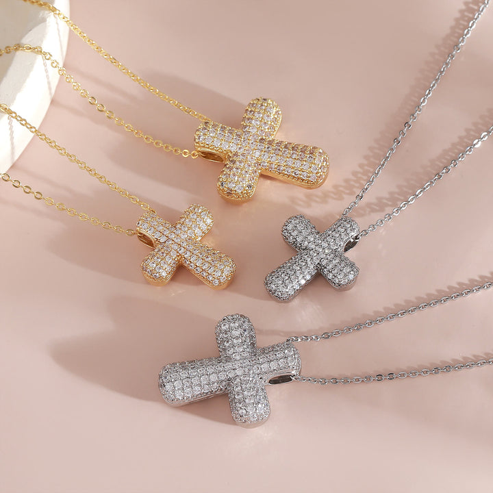 Christianartworkshop Sparkling Rounded-Tip Cross Necklace with Pavé Stones: Token of Sacred Redemptive Grace - image 2