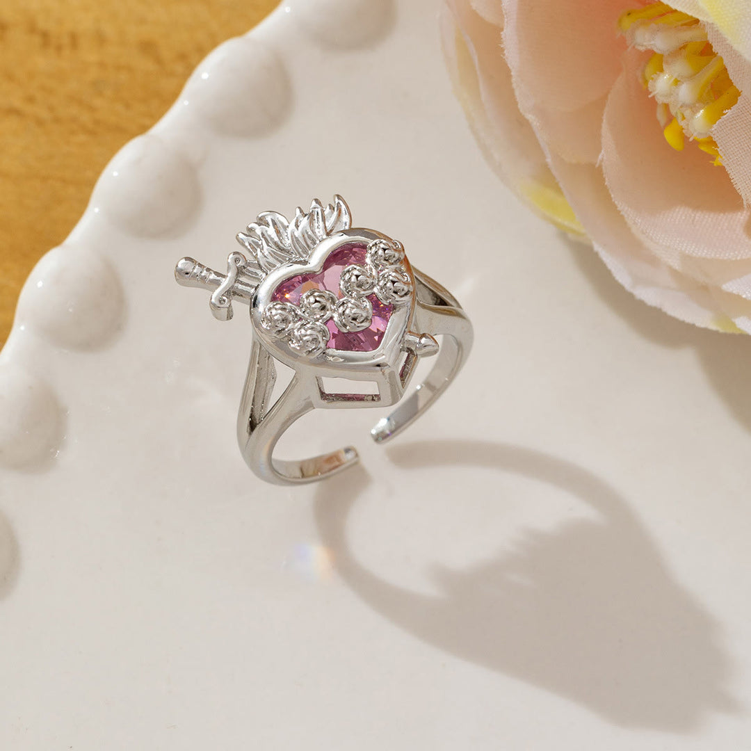 Christianartworkshop Ornate Sacred Heart Adjustable Open Ring: Emblem of Boundless Heavenly Compassion - D(Suitable for US Size 7 - 15) - image 4
