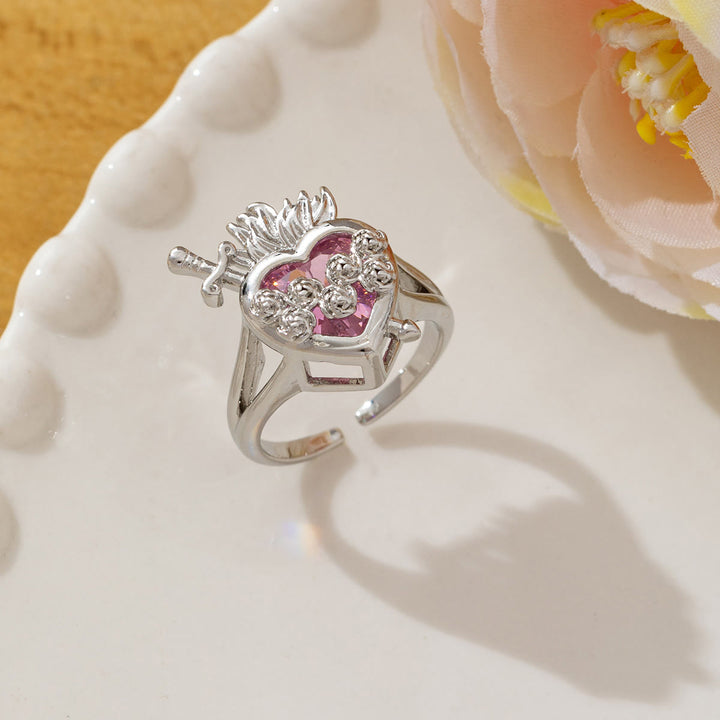 Christianartworkshop Ornate Sacred Heart Adjustable Open Ring: Emblem of Boundless Heavenly Compassion - D(Suitable for US Size 7 - 15) - image 4