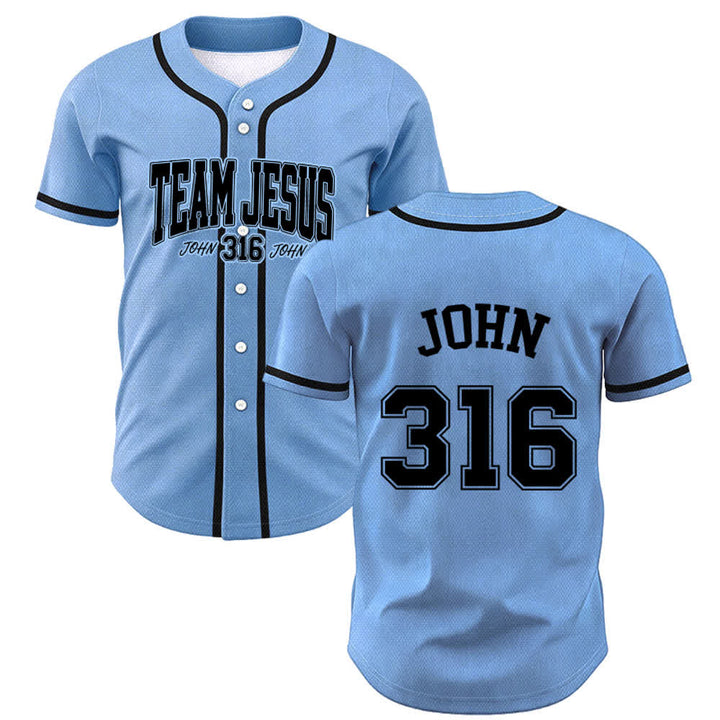 Christianartworkshop Sporty Team Jesus John 316 Inspirational Scripture Statement Unisex Baseball Jersey - Blue - 5XL - image 35