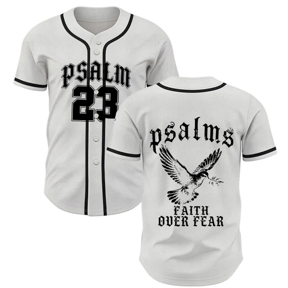 Christianartworkshop Peace Dove & Faith Slogan Religious Psalm 23 Athletic Design Unisex Baseball Jersey - White - 5XL - image 7