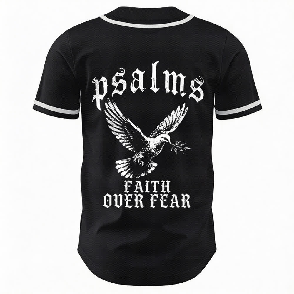 Christianartworkshop Peace Dove & Faith Slogan Religious Psalm 23 Athletic Design Unisex Baseball Jersey - image 2