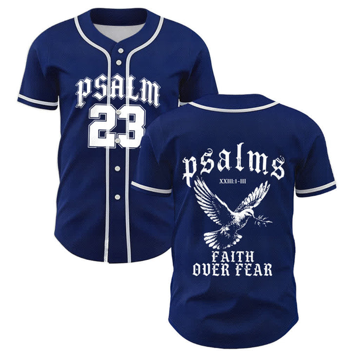 Christianartworkshop Peace Dove & Faith Slogan Religious Psalm 23 Athletic Design Unisex Baseball Jersey - Navy Blue - 5XL - image 14