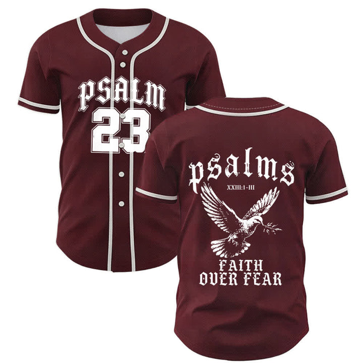 Christianartworkshop Peace Dove & Faith Slogan Religious Psalm 23 Athletic Design Unisex Baseball Jersey - Wine - 5XL - image 21