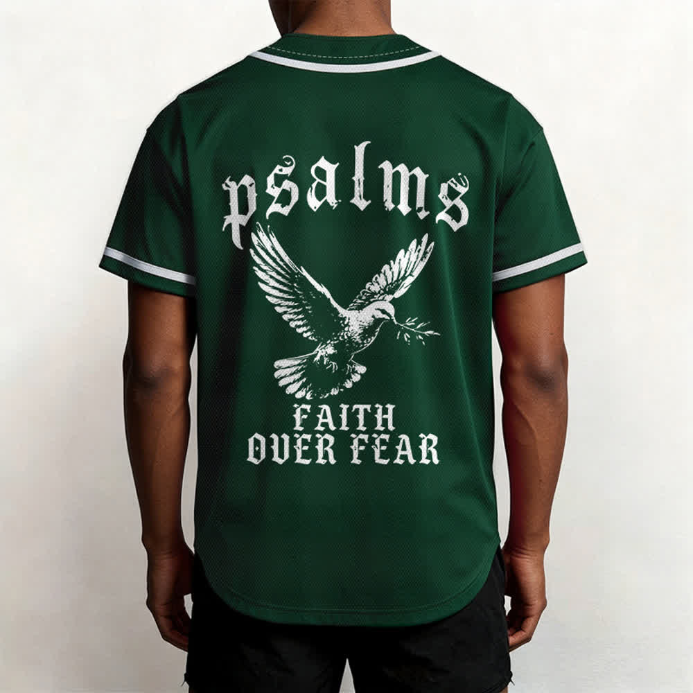 Christianartworkshop Peace Dove & Faith Slogan Religious Psalm 23 Athletic Design Unisex Baseball Jersey - image 46