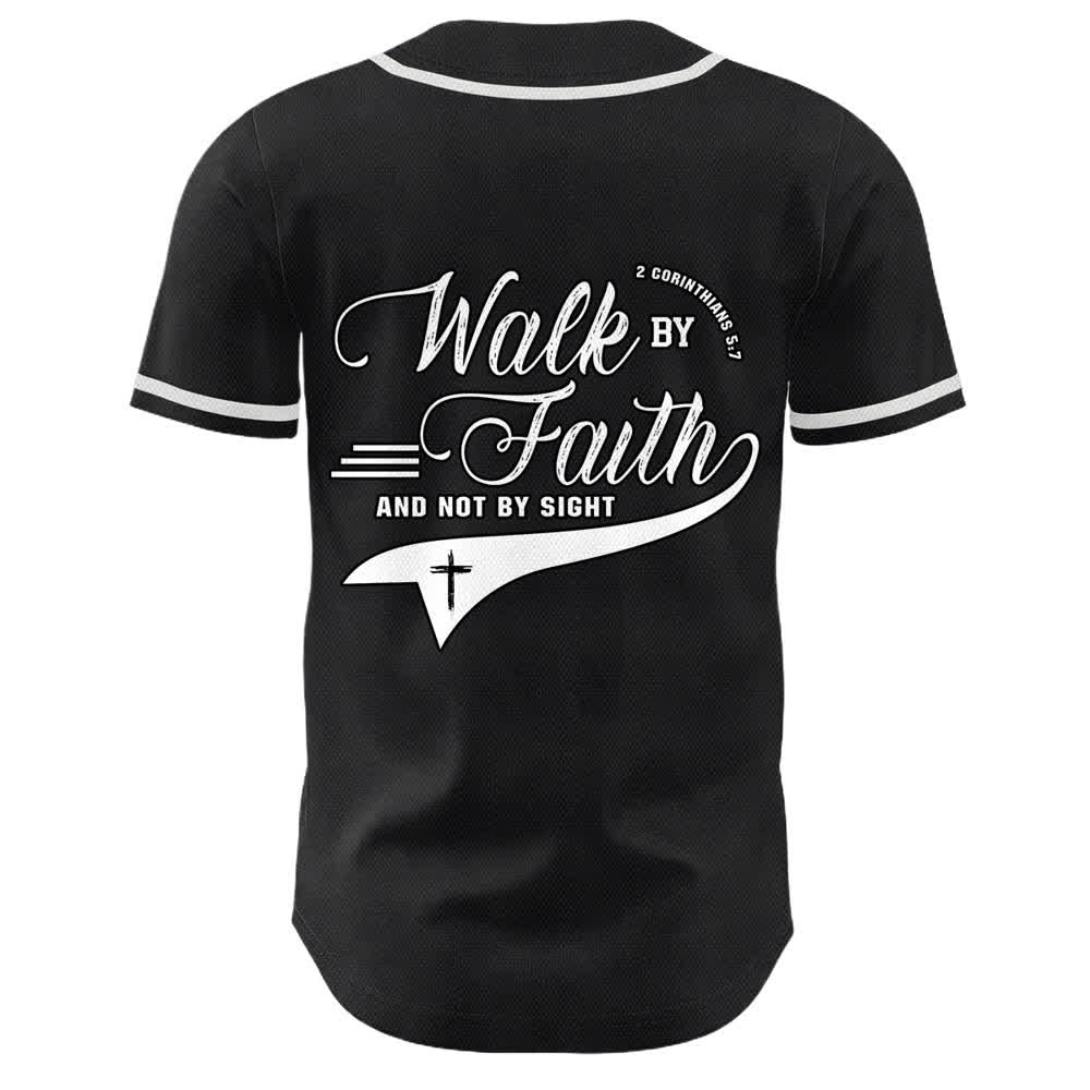 Christianartworkshop Walk By Faith And Not By Sight Cross Scripture Graphic Unisex Baseball Jersey - image 8