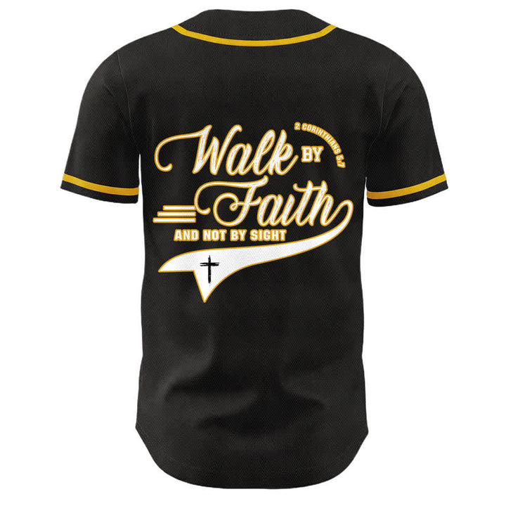 Christianartworkshop Walk By Faith And Not By Sight Cross Scripture Graphic Unisex Baseball Jersey - image 5